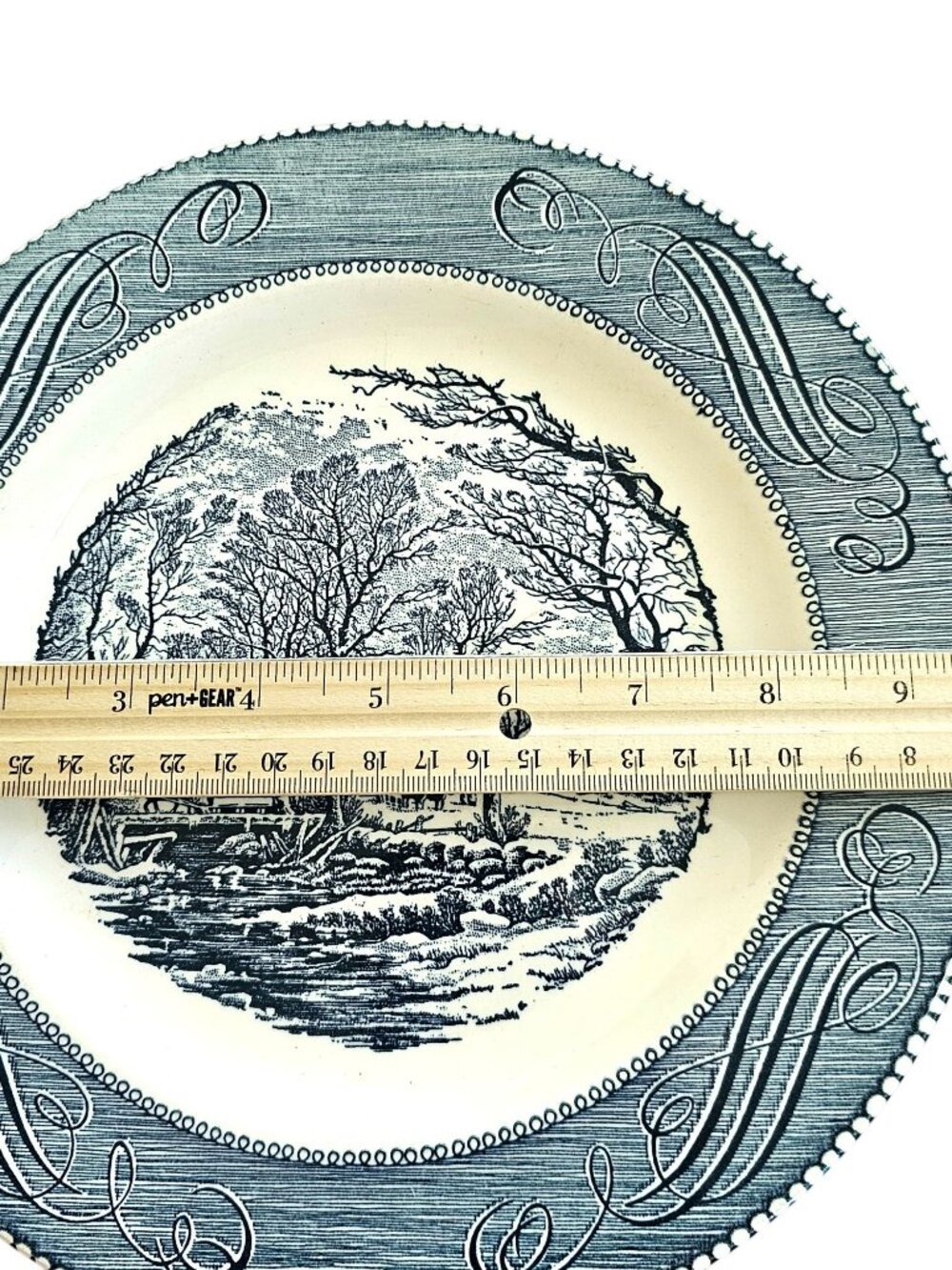 2 Royal Old Grist Mill Blue Dinner Plate 10" countryside Currier Ives Ironstone - Picture 9 of 9